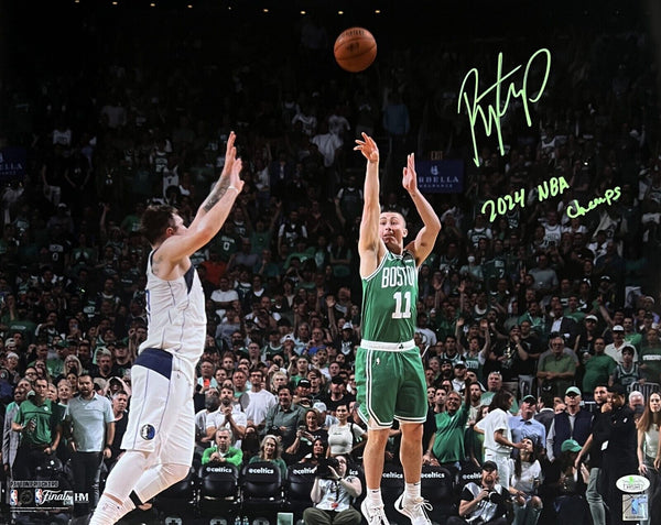 Payton Pritchard Boston Celtics Signed 2024 NBA Champs Half Court Shot 16x20 JSA