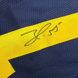 Framed Autographed/Signed Frank Clark 35x39 Michigan Blue Jersey JSA COA