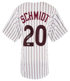 Mike Schmidt Signed White Pinstripe Throwback Custom Baseball Jersey - (Beckett)