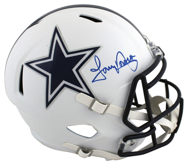 Cowboys Tony Dorsett Signed Flat White Full Size Speed Rep Helmet BAS Witnessed