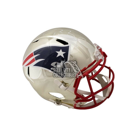 Tom Brady Autographed Patriots Chrome Replica Full-Size Helmet - Fanatics LOA
