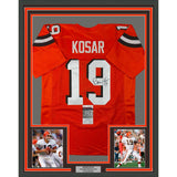 Framed Signed Bernie Kosar 35x39 Cleveland Orange Jersey JSA COA