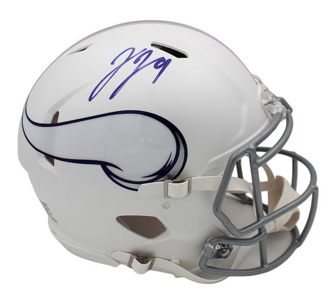 JJ McCarthy Signed Minnesota Vikings Speed Authentic Alternate White NFL Helmet