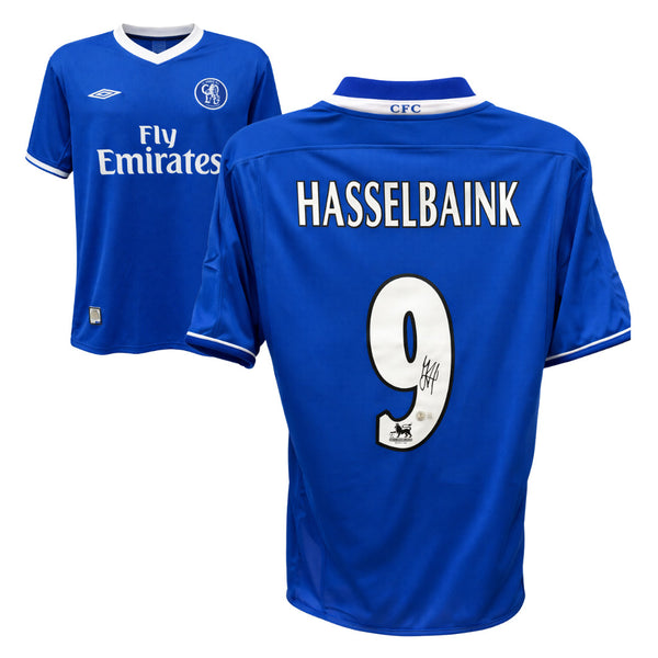 Jimmy Floyd Hasselbaink Signed Chelsea FC Soccer Jersey #9 with Beckett COA
