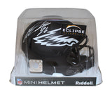 Miles Sanders Autographed Philadelphia Eagles Eclipse Mini Helmet Beckett 35972