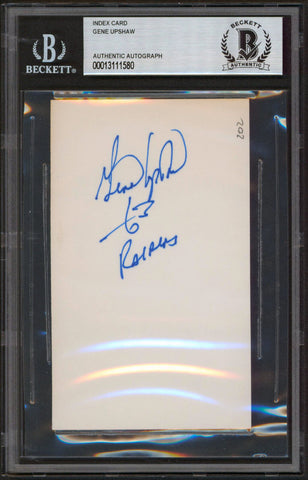 Raiders Gene Upshaw 63 Raiders Authentic Signed 3x5 Index Card BAS Slabbed