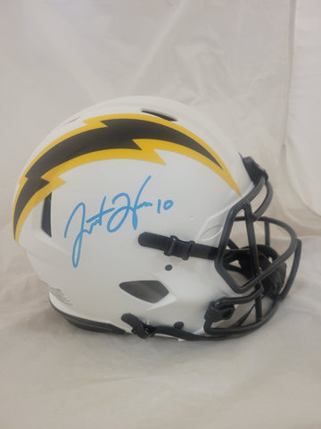 JUSTIN HERBERT SIGNED LA CHARGERS LUNAR ECLIPSE SPEED AUTHENTIC HELMET FANATICS