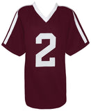 Johnny Manziel Signed Maroon Custom Football Jersey w/12 Heisman -(SCHWARTZ COA)