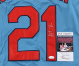 Lars Nootbar Signed St. Louis Cardinals Powder Blue Throwback Jersey (JSA COA)