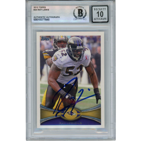 Ray Lewis Autographed/Signed 2012 Topps #25 Trading Card Beckett 52957