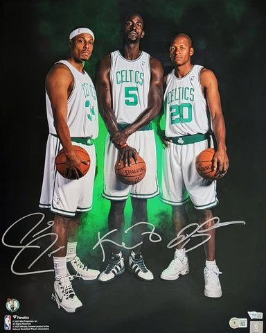 Kevin Garnett Paul Pierce Ray Allen Signed Celtics Big 3 16x20 Photo Beckett