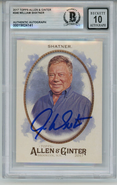 William Shatner Signed 2017 Topps Allen & Ginter 246 10 auto Card Slab BAS 57130