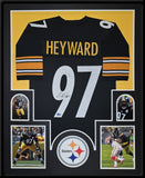 FRAMED PITTSBURGH STEELERS CAM HEYWARD AUTOGRAPHED SIGNED JERSEY BECKETT HOLO