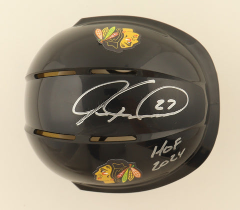 Jeremy Roenick Signed Chicago Blackhawks Mini Helmet Inscribed HOF 2024/Schwartz