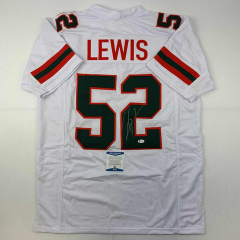 Autographed/Signed Ray Lewis Miami White College Football Jersey Beckett BAS COA