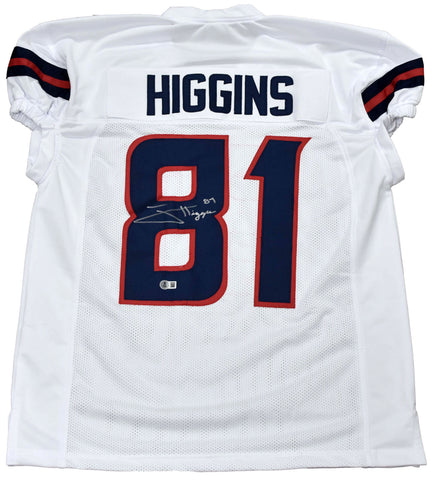JAYDEN HIGGINS AUTOGRAPHED HOUSTON TEXANS #81 WHITE GAME CUT JERSEY BECKETT