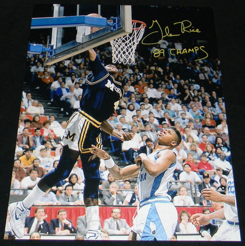 GLEN RICE AUTOGRAPHED SIGNED MICHIGAN WOLVERINES 16x20 PHOTO W/ 89 CHAMPS