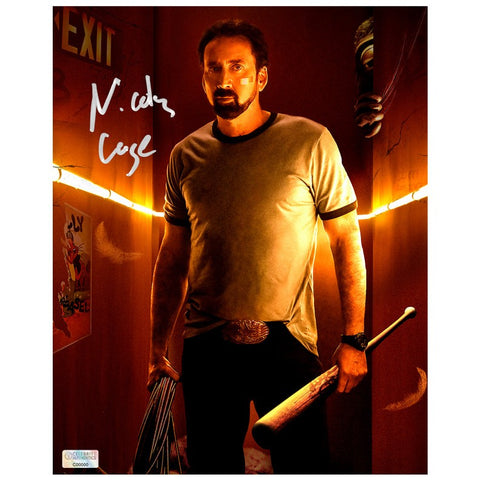 Nicolas Cage Autographed 2021 Willy's Wonderland The Janitor 8x10 Photo