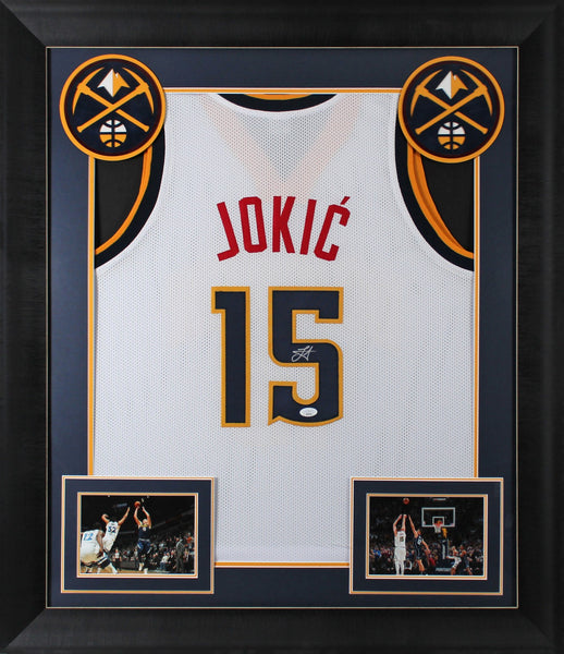 Nikola Jokic Authentic Signed White Pro Style Framed Jersey Autographed JSA