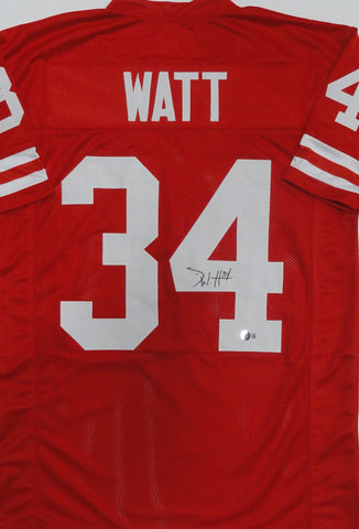 Badgers DEREK WATT Signed Custom Replica Wisconsin Red Jersey AUTO - BAS