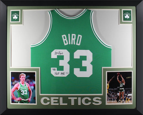 Larry Bird Autographed Celtics Mitchell & Ness Framed Jersey HOF 1998 Fanatics