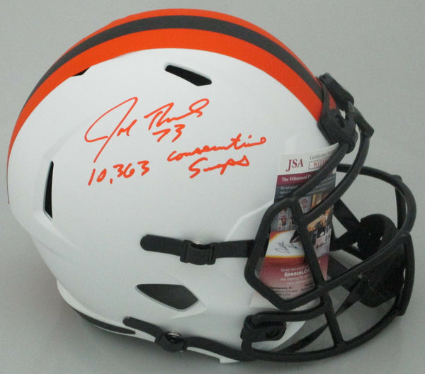 Cle Browns JOE THOMAS Signed Full Size Replica LUNAR Speed Helmet AUTO w/ Script