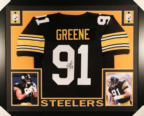 Kevin Greene Signed Pittsburgh Steelers 35x43 Custom Framed Jersey (JSA COA)