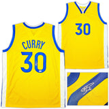 GOLDEN STATE WARRIORS STEPHEN CURRY AUTOGRAPHED YELLOW JERSEY BECKETT BAS 212453