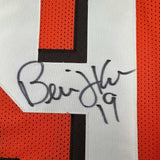 Framed Autographed/Signed Bernie Kosar 35x39 Cleveland Orange Football Jersey JS