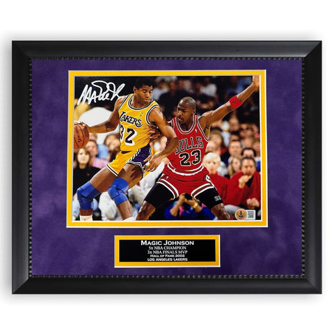 Magic Johnson Los Angeles Lakers Autographed 8x10 Photo Framed to 11x14 Beckett