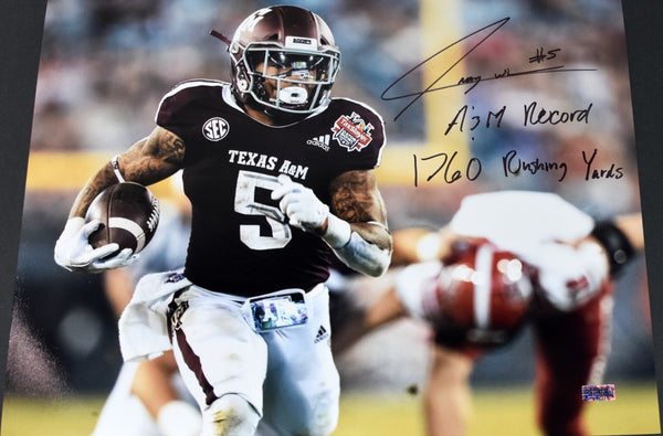 TRAYVEON WILLIAMS SIGNED TEXAS A&M AGGIES 16x20 PHOTO W/ 1760 RUSHING YARDS
