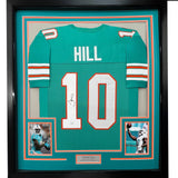 Framed Autographed/Signed Tyreek Hill 35x39 Miami Retro Teal Jersey JSA COA