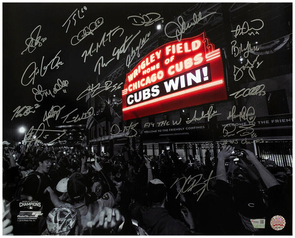 2016 Chicago Cubs Team Signed WS Wrigley Field 16x20 Photo (24 Sigs) - (SS COA)