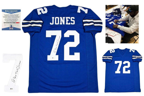 Ed Too Tall Jones Autographed SIGNED Custom Jersey - Beckett Authentic w/ Photo