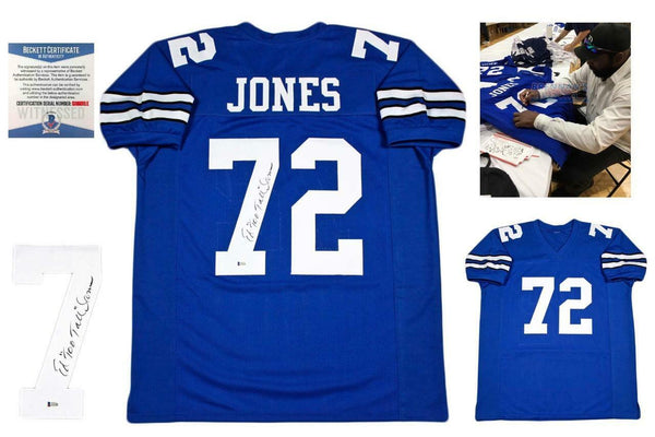 Ed Too Tall Jones Autographed SIGNED Custom Jersey - Beckett Authentic w/ Photo