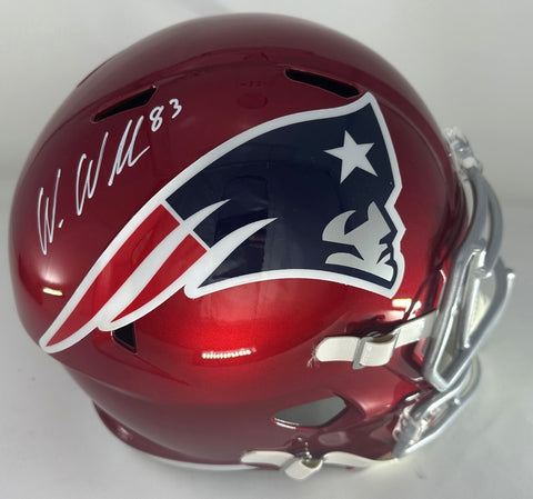 Patriots WES WELKER Signed Full Size Replica FLASH Speed Helmet AUTO - JSA