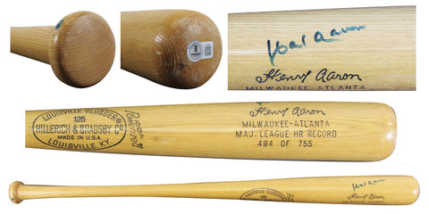 Braves Hank Aaron Signed H&B Louisville Slugger Player Model Bat BAS #AE13991