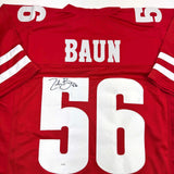 Autographed/Signed Zack Baun Wisconsin Red College Football Jersey JSA COA