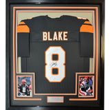 Framed Autographed/Signed Jeff Blake 35x39 Cincinnati Black Jersey JSA COA