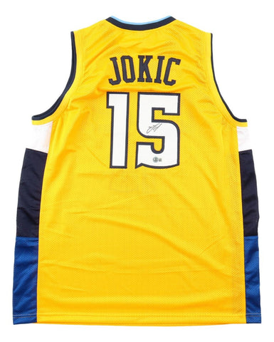 Nikola Jokic Denver Signed Yellow Basketball Jersey BAS