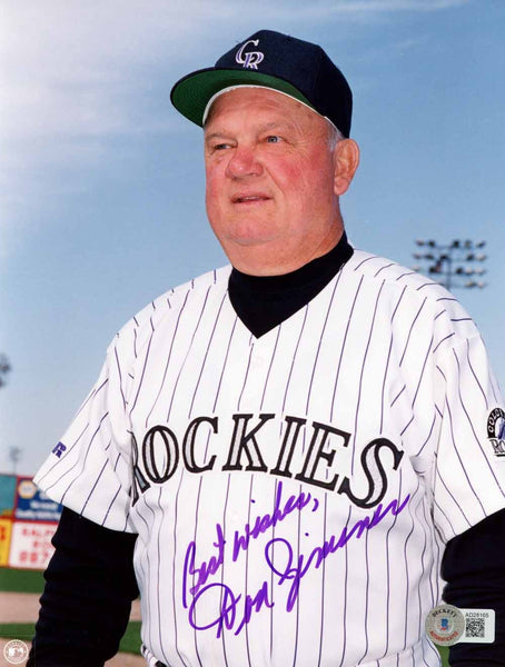 Don Zimmer Signed Colorado Rockies 8x10 Photo Best Wishes As Is BAS 50511