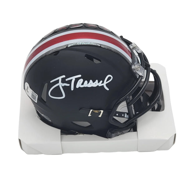 Jim Tressel Autographed Ohio State Black ALT Mini Helmet Beckett Witnessed
