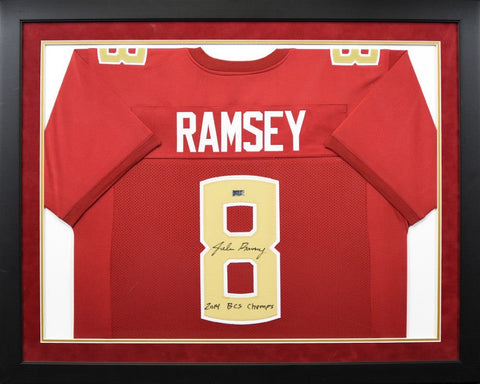 JALEN RAMSEY AUTOGRAPHED FLORIDA STATE SEMINOLES #8 FRAMED JERSEY W/ BCS CHAMPS