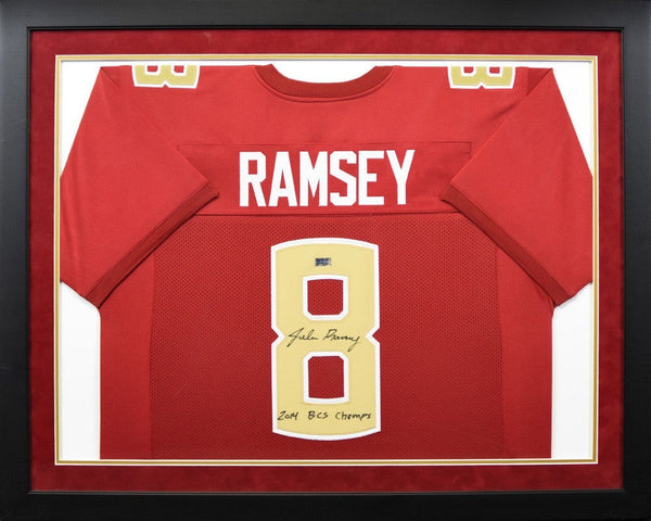 JALEN RAMSEY AUTOGRAPHED FLORIDA STATE SEMINOLES #8 FRAMED JERSEY W/ BCS CHAMPS