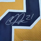 Autographed/Signed Calvin Johnson Georgia Tech Gold Jersey Beckett BAS COA
