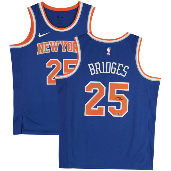 Mikal Bridges Autographed NY Knicks Nike Blue Icon Swingman Jersey Fanatics