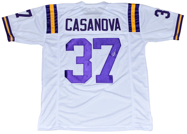 TOMMY CASANOVA AUTOGRAPHED LSU TIGERS #37 WHITE JERSEY COA