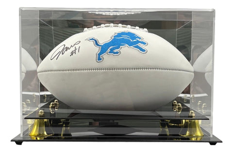 Jameson Williams Signed Detroit Lions Logo Football BAS ITP w/ Case