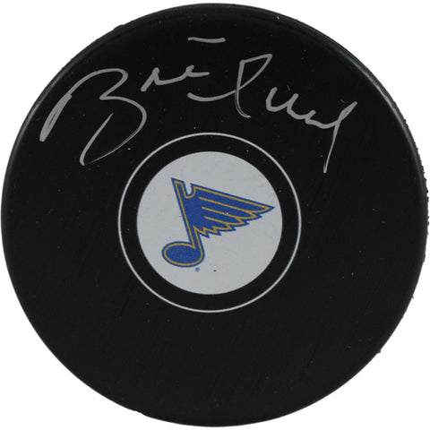 Brett Hull Autographed/Signed St Louis Blues Logo Puck Beckett 53406