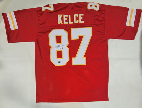 TRAVIS KELCE SIGNED AUTOGRAPHED PRO STYLE XL CUSTOM JERSEY BECKETT QR